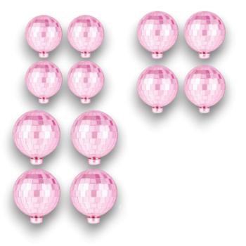 12 db rózsaszín gömbdekoráció tortára, vegyes méret kép