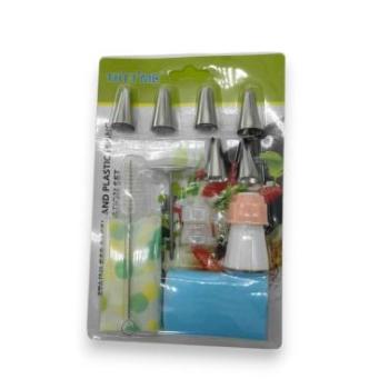 12 részes díszítőcsőkészlet szilikon habzsákokkal, virágszöggel, csatlakozókkal kép