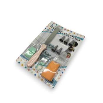 12 részes tortadíszítő szett (díszítőcsövek, csatlakozó, szilikon habzsák és kiegészítők) kép