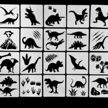 20 db-os dinoszaurusz mintás tortastencil szett kép