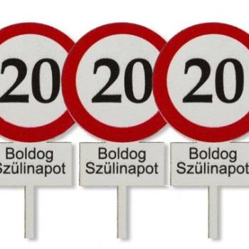 3 db 20-as tábla Boldog Szülinapot felirat sziluett tortadísz kép