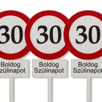 3 db 30-as tábla Boldog Szülinapot felirat sziluett tortadísz kép