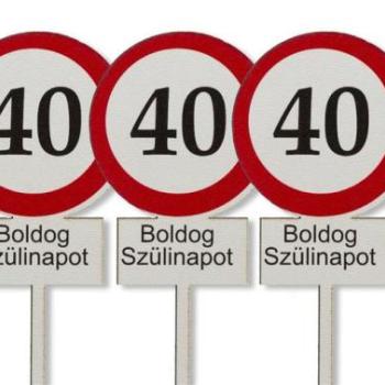 3 db 40-es tábla Boldog Szülinapot felirat sziluett tortadísz kép