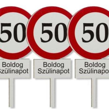 3 db 50-es tábla Boldog Szülinapot felirat sziluett tortadísz kép