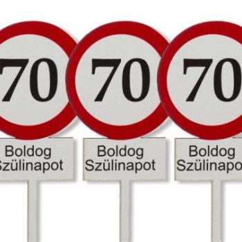 3 db 70-es tábla Boldog Szülinapot felirat sziluett tortadísz kép