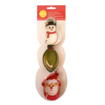 3 részes karácsonyi mézeskalács kiszúró szett - Mikulás, karácsonyfa égő, hóember kép