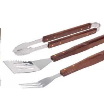 3 részes rozsdamentes grillkészlet fa nyéllel Vaggan kép
