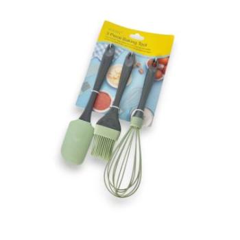 3 részes szilikon konyhai eszköz készlet - ecset, spatula, habverő kép