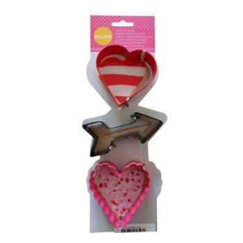 3 részes szív, nyíl és fodros szív alakú süti kiszúró készlet kép