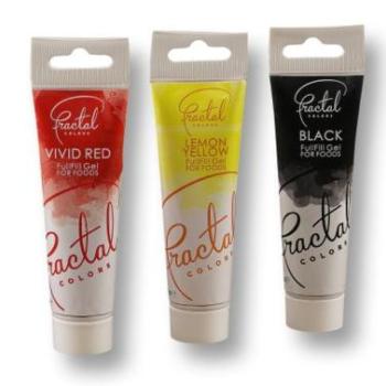 3 színű ételfesték gél készlet - Fekete, piros, sárga  kép