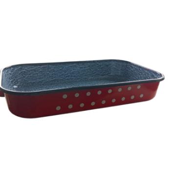 38 cm-es pöttyös hagyományos Bonyhádi zománcozott tésztasütő tepsi kép