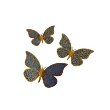 3D pillangó tortadísz kék-arany 12 db kép