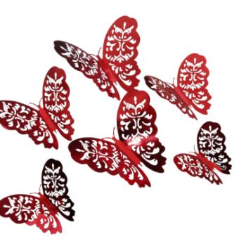 3D pillangó tortadísz szett piros színű 6 db kép