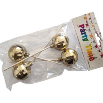 4 db arany gömb beszúró tortadísz 4 cm kép