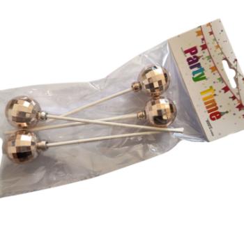 4 db rosegold gömb beszúró tortadísz 3 cm kép