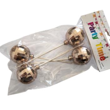 4 db rosegold gömb beszúró tortadísz 4 cm kép