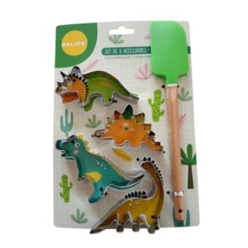 5 részes süti kiszúró szett szilikon spatulával - dinoszaurusz kép
