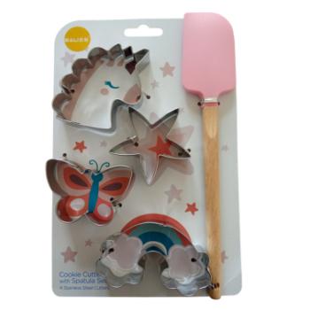 5 részes süti kiszúró szett szilikon spatulával - unikornis, csillag, pillangó szivárvány kép