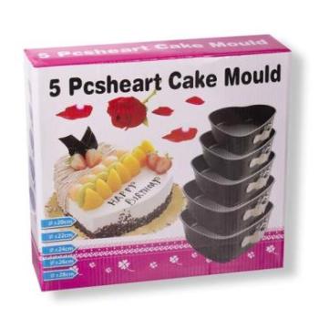 5 részes szív alakú kapcsos tortaforma készlet kép