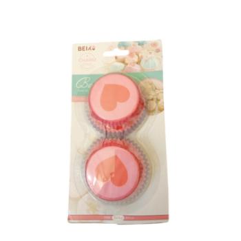 50 db lila és rózsaszín szívecskés muffin papír kép