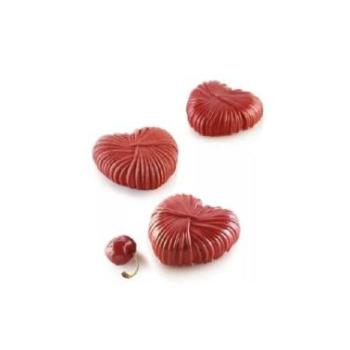 6 adagos csíkos szív alakú szilikon mousse forma kép