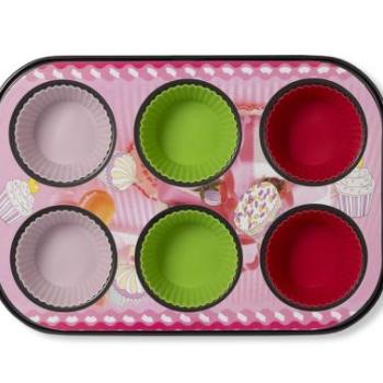 6 adagos tapadásmentes muffin sütőforma szilikon kapszlikkal kép