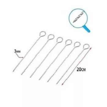 6 db 20 cm-es csavart fém saslik pálca kép