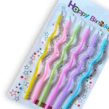 6 db színes csavart tortagyertya 14 cm kép