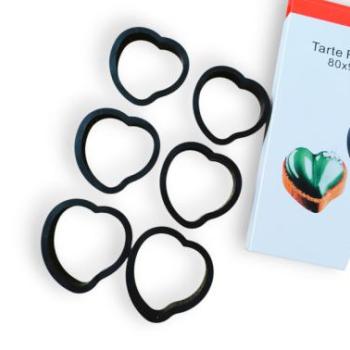 6 db szív alakú műanyag tarte sütőforma 8*9 cm kép