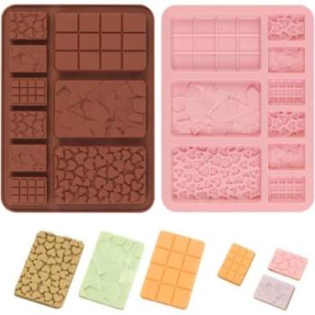 9 adagos csoki készítő forma szív, repedezett, kockás mintával kép