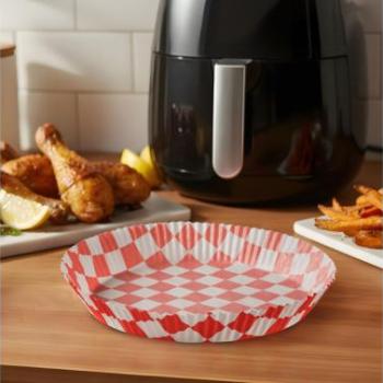 Air fryer sütőpapír kockás 20 cm-es kerek 50 db kép
