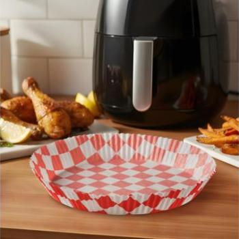 Air fryer sütőpapír kockás 23 cm-es kerek 50 db kép
