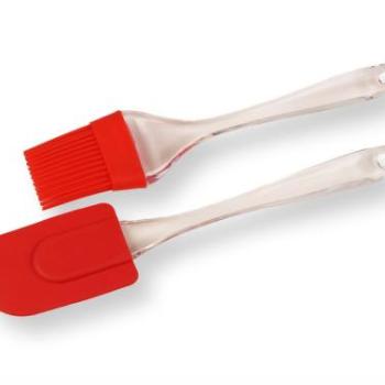 Átlátszó nyelű szilikon ecset és spatula egy készletben kép