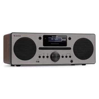 Auna Harvard, mikrorendszer, DAB/DAB+, FM tuner, CD lejátszó, feltöltés USB-vel, diófa kép