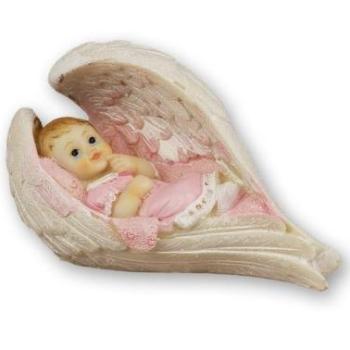 Babás tortadísz keresztelőre kislány angyal szárnyban kép