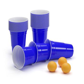 BeerCup Williams, kék beer pong party pohár, amerikai egyetemek stílusában, 473 ml, labdácskák és szabályzat kép
