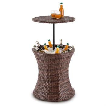 Blumfeldt Beerboy kerti asztal, italhűtő, Ø 50cm, polyrattan, bicolor barna kép