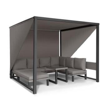 Blumfeldt Havana, pavilon & Lounge-Set, 270x230x270cm, 4 duplaülés, szürke kép