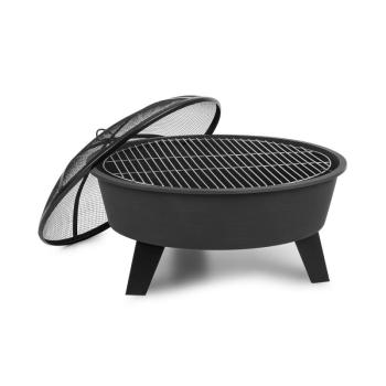 Blumfeldt Nolana, 2 az 1-ben tűzrakó tál és grillező, Ø 73 cm, szikrafogó, Ø 64 cm grill, acél, fekete kép