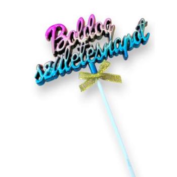 Boldog Születésnapot beszúró tortadísz, műanyag, szivárvány színű kép