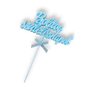 Boldog Születésnapot feliratos világoskék beszúró tortadísz kép