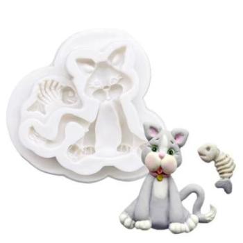 Cica alakú szilikon fondant formázó kép