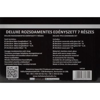 Deluxe 7 részes rozsdamentes edénykészlet üvegfedővel kép