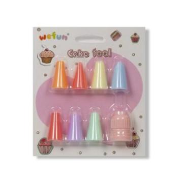 Díszítőcső és habzsák csatlakozó készlet – 8 részes sütemény dekoráláshoz kép