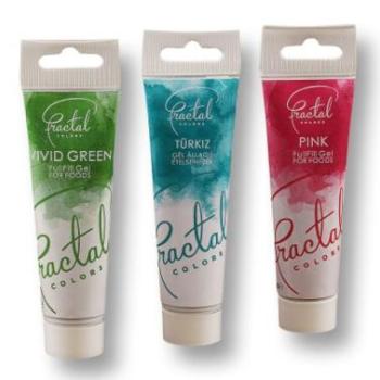Ételfesték gél készlet – rózsaszín, türkiz, zöld, 3 darabos kép
