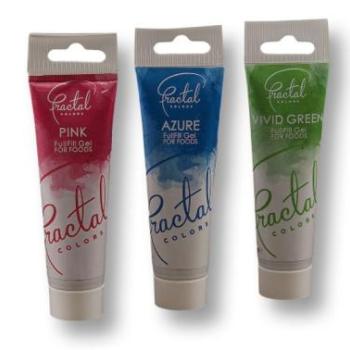 Ételfesték gél szett – rózsaszín, égszínkék, zöld, 3 darab kép