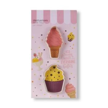 Fagyi és Muffin Mintás 2 Részes Keksz Kiszúró Készlet - Sütikhez és Fondanthoz kép