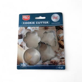 Fenyőfa, virág, harang, kör alakú fém süti kiszúró készlet kép