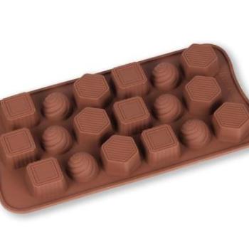 Geometrikus szilikon bonbon forma – 18 egyedi mintával kép