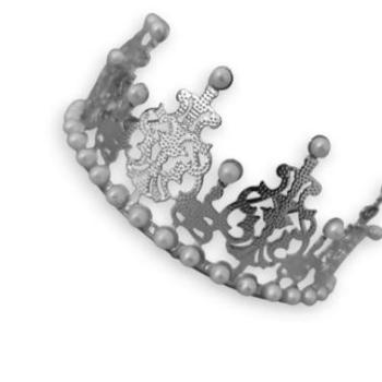 Gyöngyökkel díszített korona tortadísz, ezüst színű kép